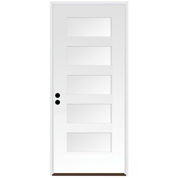 Codel Doors 32" x 80" Primed White Shaker Exterior Fiberglass Door 2868RHISPSF5PSHK491610BB